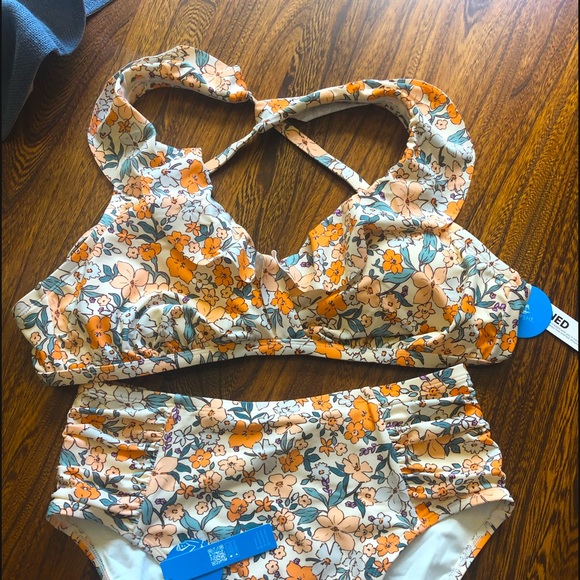 Cupshe Swim Elodie Ditsy Floral Ruched Plus Size Bikini Set Size X